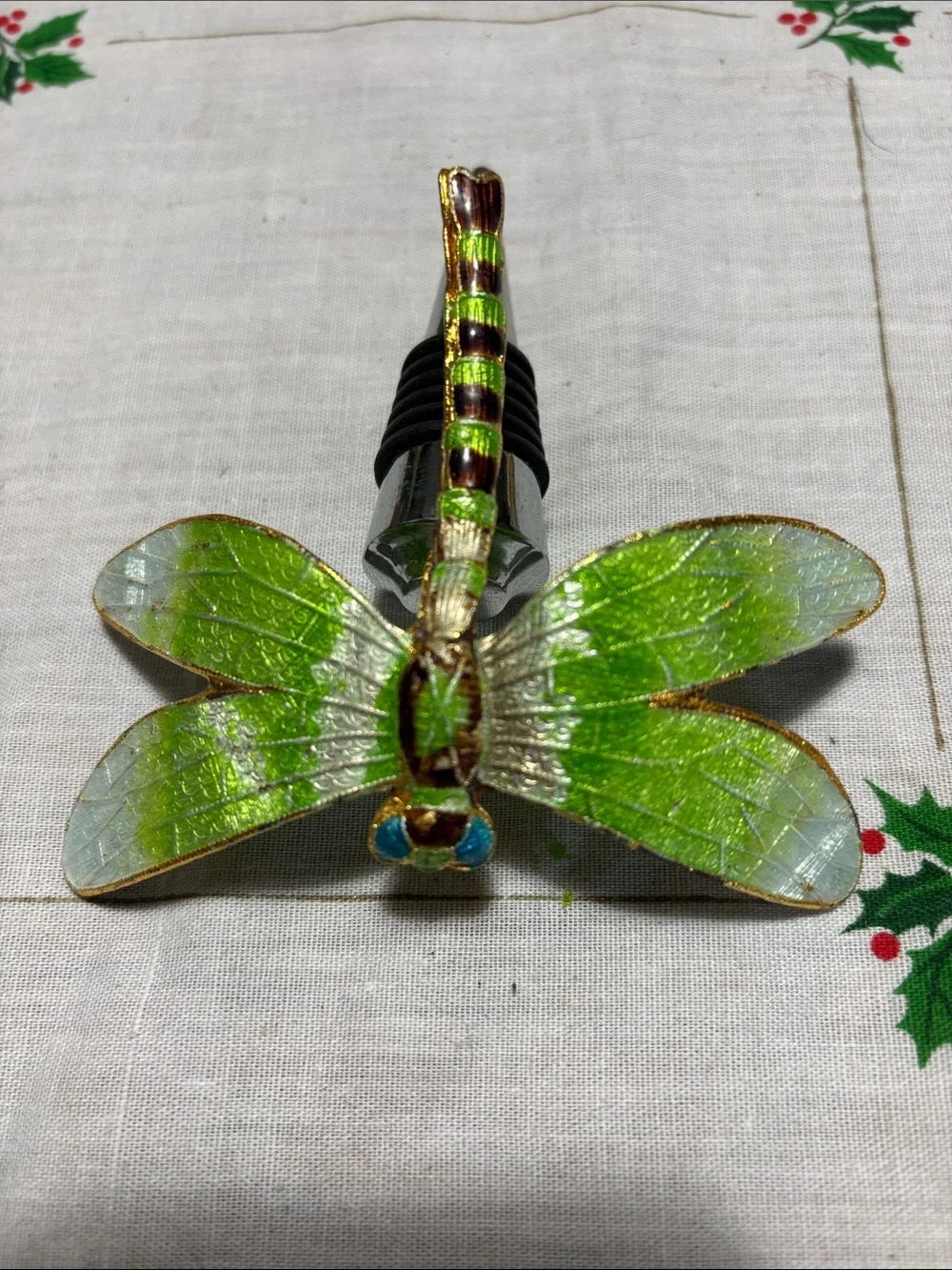 Green Dragonfly Wine Stopper